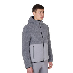 Chaqueta impermeable para hombre con inserciones de tejido Teddy Equestro Gris escarchado Chaqueta impermeable para hombre con inserciones de tejido Teddy Equestro Gris escarchado