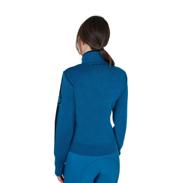 Chaqueta Equestro para mujer de nailon y punto con cremallera Azul coral Chaqueta Equestro para mujer de nailon y punto con cremallera Azul coral