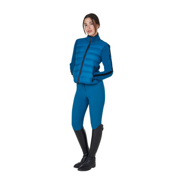 Chaqueta Equestro para mujer de nailon y punto con cremallera Azul coral Chaqueta Equestro para mujer de nailon y punto con cremallera Azul coral