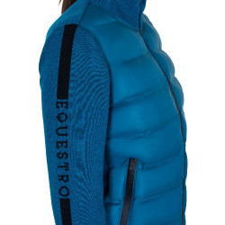 Chaqueta Equestro para mujer de nailon y punto con cremallera Azul coral Chaqueta Equestro para mujer de nailon y punto con cremallera Azul coral