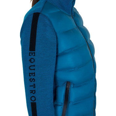 Chaqueta Equestro para mujer de nailon y punto con cremallera Azul coral Chaqueta Equestro para mujer de nailon y punto con cremallera Azul coral