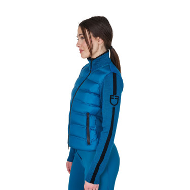 Chaqueta Equestro para mujer de nailon y punto con cremallera Azul coral Chaqueta Equestro para mujer de nailon y punto con cremallera Azul coral
