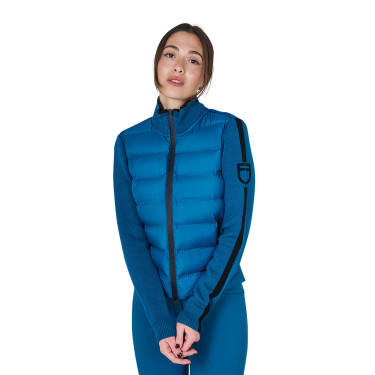 Chaqueta Equestro para mujer de nailon y punto con cremallera Azul coral Chaqueta Equestro para mujer de nailon y punto con cremallera Azul coral