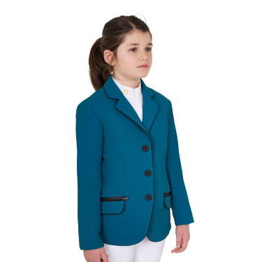 Chaqueta de concurso Equestro para niña en tejido técnico Azul coral Chaqueta de concurso Equestro para niña en tejido técnico Azul coral