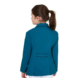 Chaqueta de concurso Equestro para niña en tejido técnico Azul coral