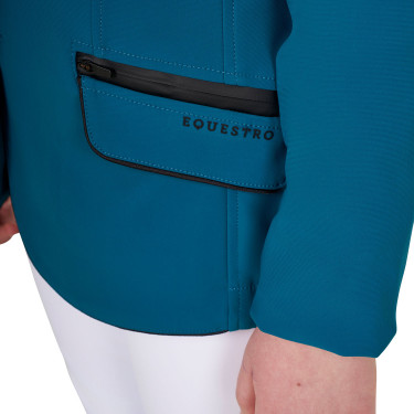 Chaqueta de concurso Equestro para niña en tejido técnico Azul coral Chaqueta de concurso Equestro para niña en tejido técnico Azul coral