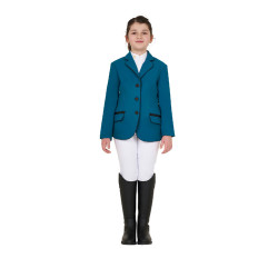 Chaqueta de concurso Equestro para niña en tejido técnico Azul coral