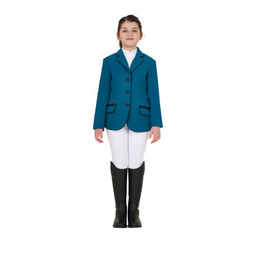 Chaqueta de concurso Equestro para niña en tejido técnico Azul coral Chaqueta de concurso Equestro para niña en tejido técnico Azul coral
