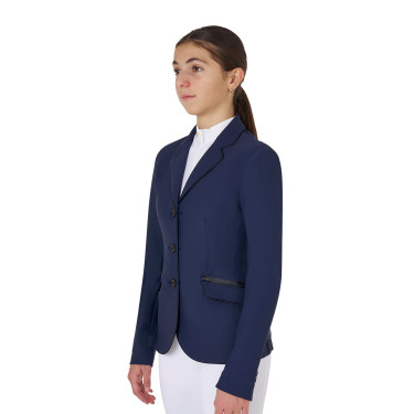 Chaqueta de concurso Equestro para niña en tejido técnico Americana marina Azul marino Chaqueta de concurso Equestro para niña en tejido técnico Americana marina Azul marino