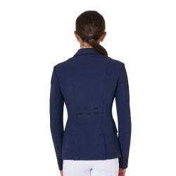 Chaqueta de concurso Equestro para niña en tejido técnico Americana marina Azul marino