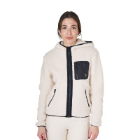 Sudadera polar para mujer con bolsillo Equestro Blanco antiguo Beige