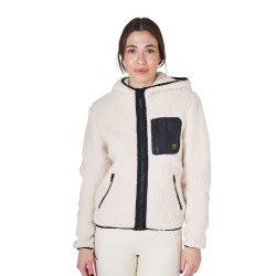 Sudadera polar para mujer con bolsillo Equestro Blanco antiguo Beige