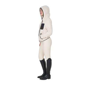 Sudadera polar para mujer con bolsillo Equestro Blanco antiguo Beige