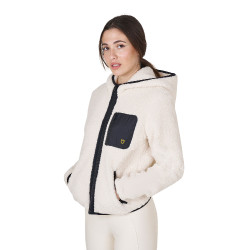 Sudadera polar para mujer con bolsillo Equestro Blanco antiguo Beige
