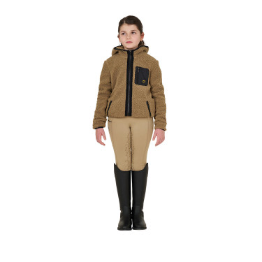 Sudadera polar infantil con cremallera Equestro Incienso Beige