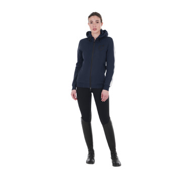 Sudadera con capucha Equestro para mujer con cremallera Americana marina Azul marino