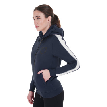 Sudadera con capucha Equestro para mujer con cremallera Americana marina Azul marino