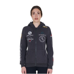 Sudadera con capucha para mujer con multi-logo nuevo Equestro Asfalto Gris