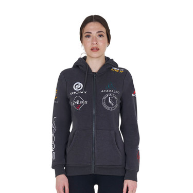 Sudadera con capucha para mujer con multi-logo nuevo Equestro Asfalto Gris