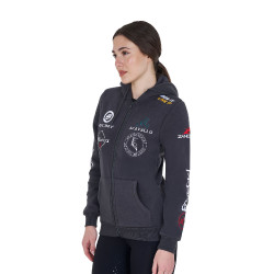 Sudadera con capucha para mujer con multi-logo nuevo Equestro Asfalto Gris