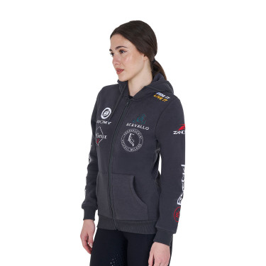 Sudadera con capucha para mujer con multi-logo nuevo Equestro Asfalto Gris