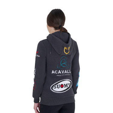Sudadera con capucha para mujer con multi-logo nuevo Equestro Asfalto Gris