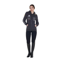 Sudadera con capucha para mujer con multi-logo nuevo Equestro Asfalto Gris
