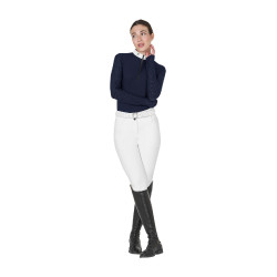 Polo de concurso slim fit para mujer con inserciones de malla Equestro Americana marina Azul marino