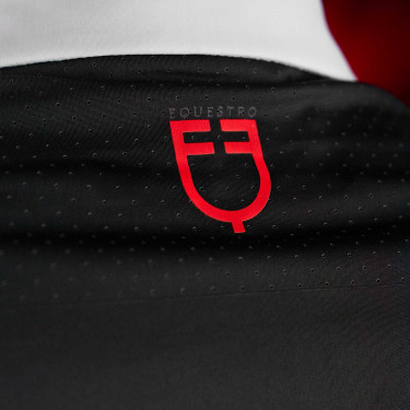 Polo de concurso para hombre Equestro Ridertechnology de manga larga con botones Negro