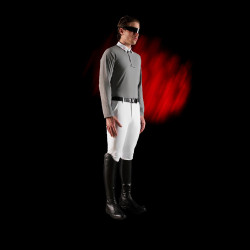 Polo de concurso para hombre Equestro Ridertechnology de manga larga con botones Pájaro burlón Gris