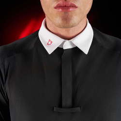 Polo de concurso para hombre Equestro Ridertechnology de manga larga con botones Negro