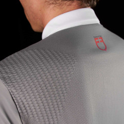 Polo de concurso para hombre Equestro Ridertechnology de manga corta con botones Pájaro burlón Gris