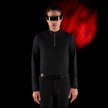 Polo de entrenamiento para hombre Equestro Ridertechnology de manga larga con cremallera Negro