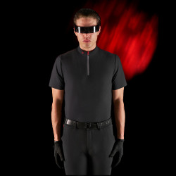 Polo de entrenamiento para hombre Equestro Ridertechnology de manga corta con cremallera Negro