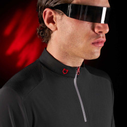 Polo de entrenamiento para hombre Equestro Ridertechnology de manga corta con cremallera Negro