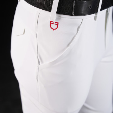 Pantalón Equestro slim fit hombre Ridertechnology con costuras termoselladas Blanco