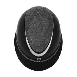 Casco de lujo con amplia visera y pedrería homologado EN 1384-2023 Equestro Negro / plata