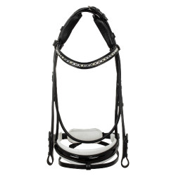 Bridon Damigella de cuero de ternera Acavallo Negro / blanco