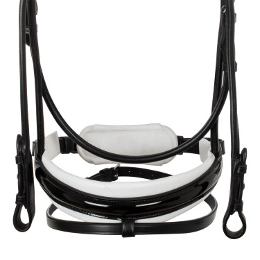 Bridon Damigella de cuero de ternera Acavallo Negro / blanco