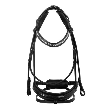Bridon Damigella de cuero de ternera Acavallo Negro / negro
