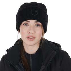 Gorro Equestro unisex de lana con textura de punto Negro