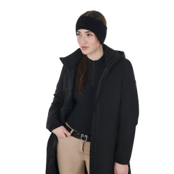 Cinta Equestro unisex de lana acanalada con protección para las orejas y logotipo Negro