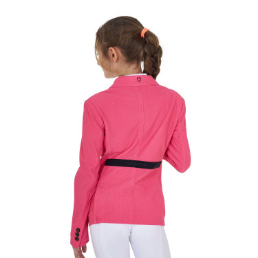 Chaqueta de concurso de tres botones para niña en malla Equestro Madreselva Rosa Chaqueta de concurso de tres botones para niña en malla Equestro Madreselva Rosa