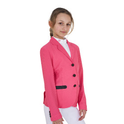 Chaqueta de concurso de tres botones para niña en malla Equestro Madreselva Rosa