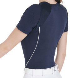 Camiseta técnica de entrenamiento para mujer corte slim Equestro Americana marina Azul marino