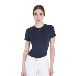 Camiseta técnica de entrenamiento para mujer corte slim Equestro Americana marina Azul marino