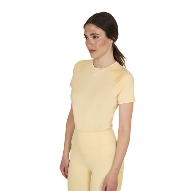 Camiseta técnica de entrenamiento para mujer corte slim Equestro Sol Naranja