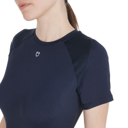 Camiseta técnica de entrenamiento para mujer corte slim Equestro Americana marina Azul marino