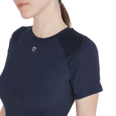 Camiseta técnica de entrenamiento para mujer corte slim Equestro Americana marina Azul marino