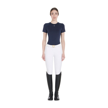 Camiseta técnica de entrenamiento para mujer corte slim Equestro Americana marina Azul marino